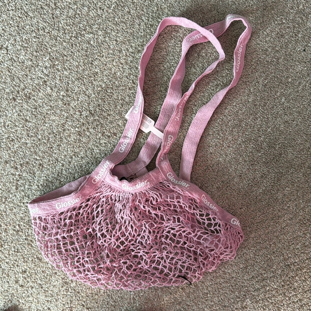Glossier pink shopping farmers market bag